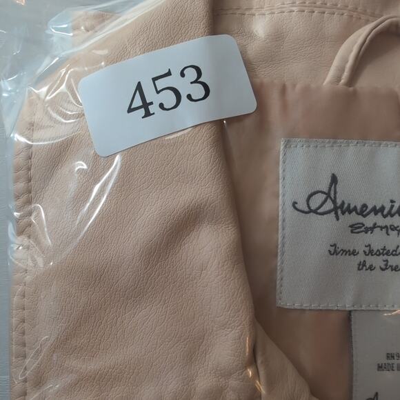 American Rag Jacket Womens L Pink Faux Leather Moto Full Zip Quilted Biker Style - Picture 15 of 15